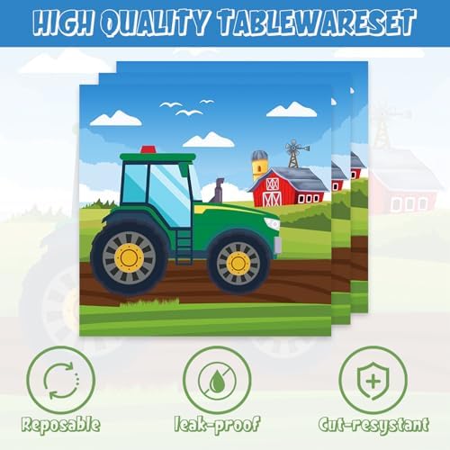 40Pcs Tractor Themed Party Decorations Plates and Napkins