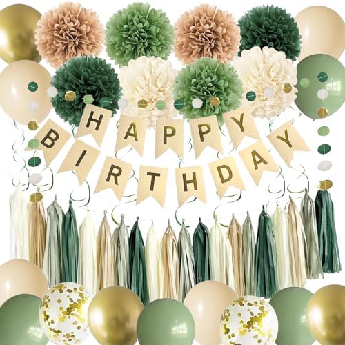 Green Birthday Party Decor Set for Women Girls