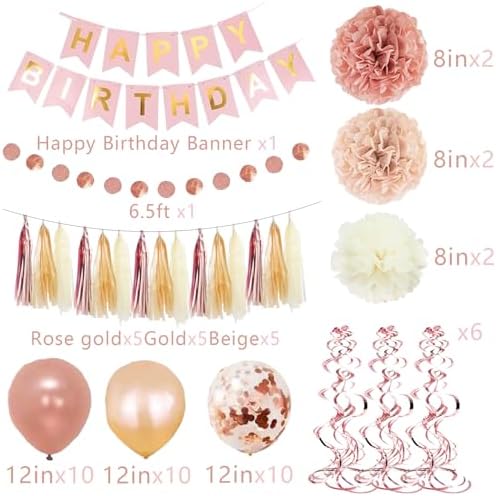 MYUPDALIN Gold Birthday Decorations Set for Women Girls