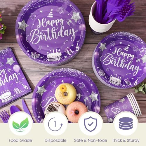 Vesici 350 Pcs Happy Birthday Tableware Set
