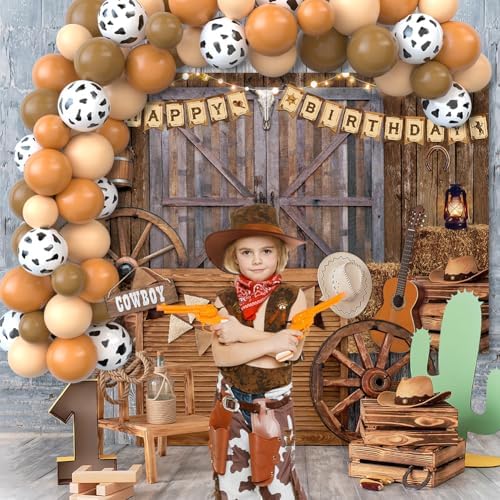 Cowboy Birthday Party Decorations 65Pcs Balloons 1Pcs Backdrop