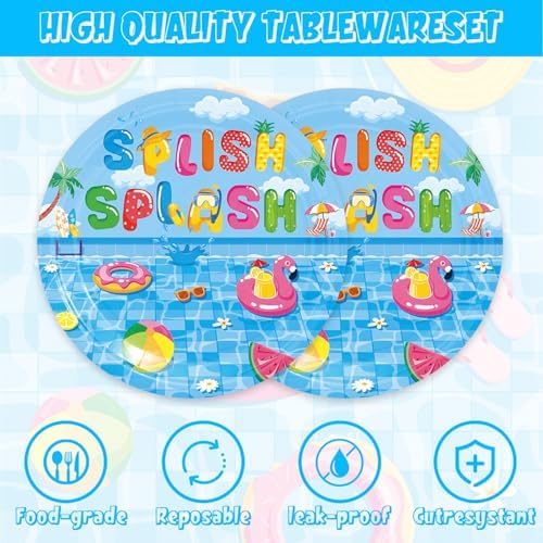 40Pcs Pool Party Decorations Summer Beach Birthday Plates Napkins Set