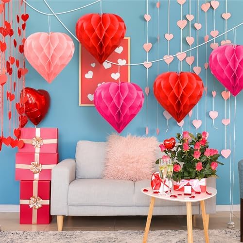 Valentines Day Tissue Pom Poms Decoration Set