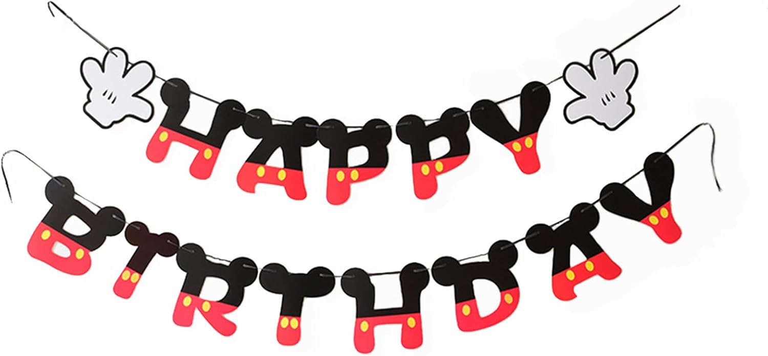 Morndew Cartoon Mouse Birthday Banner Set