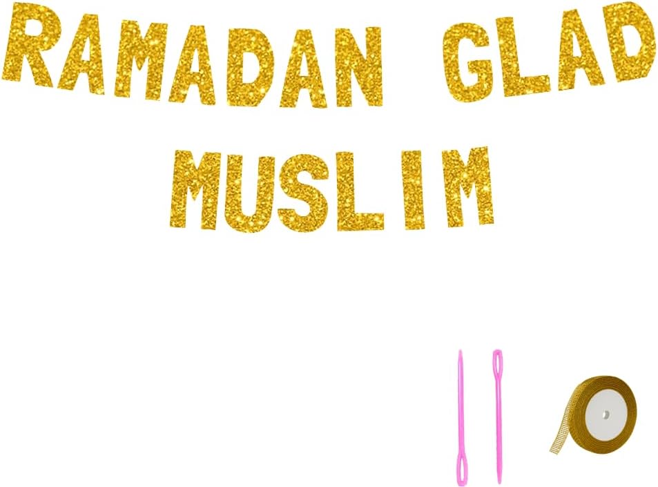 Meowoo Ramadan Celebration Banner with Gold Glitter
