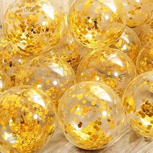 Gold Confetti Balloons 25 Pcs 12 Inch Clear Latex