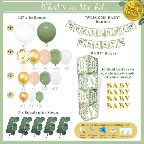 RainMeadow 258 PC Sage Green Baby Shower Decorations