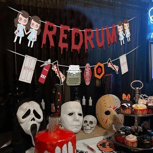 HOMEZZO Halloween Horror Banner Redrum Party Sign