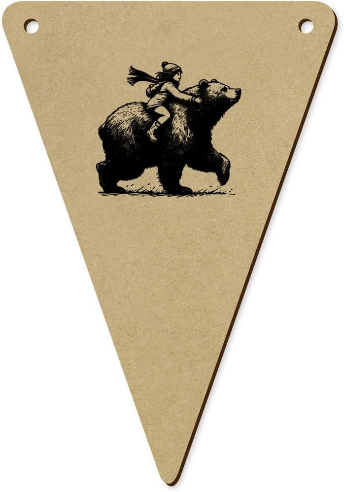 5pcs Winter Bear Ride Wooden Bunting Flags BN00086928