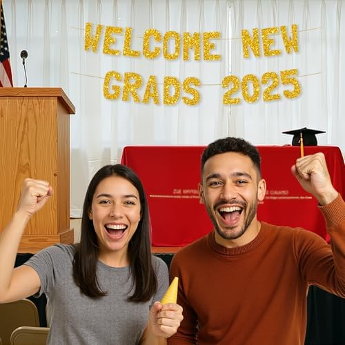 Meowoo Glitter Graduation Banner 77 Inch Welcome New Grads 2025