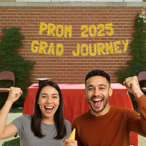Meowoo Glittery Prom 2025 Graduation Banner