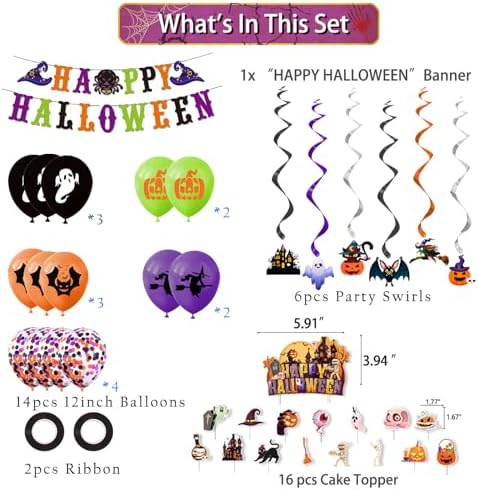 Happy Halloween Decorations Set with Banner and Streamers
