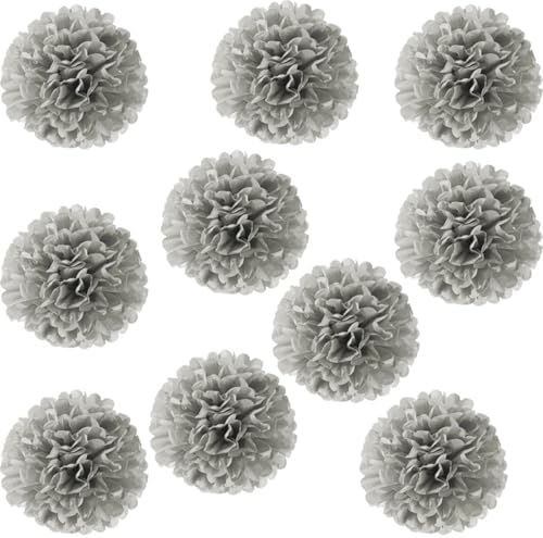 Ylys Love 10pcs Grey Pom Pom Hanging Decor