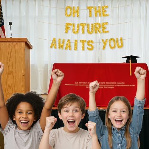 Meowoo Future Awaits You Banner with Gold Glitter