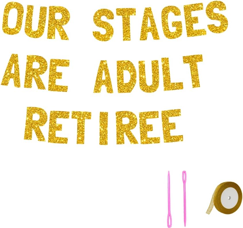 Meowoo Cheers Adulthood Banner - Bold Gold Glitter Letters