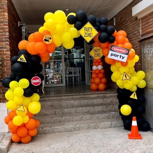 Construction Party Balloon Garland Kit with Truck Foil Balloon