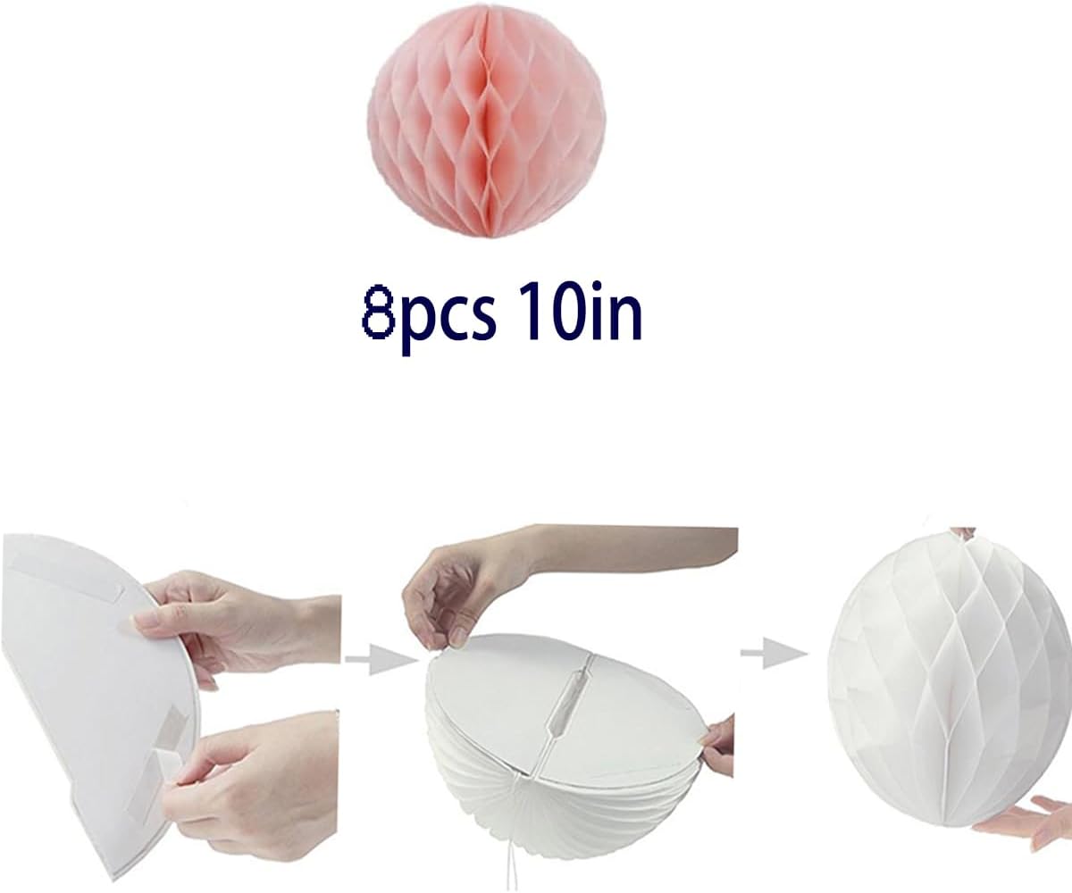 8pcs 10 Inch Paper Honeycomb Balls for Decor