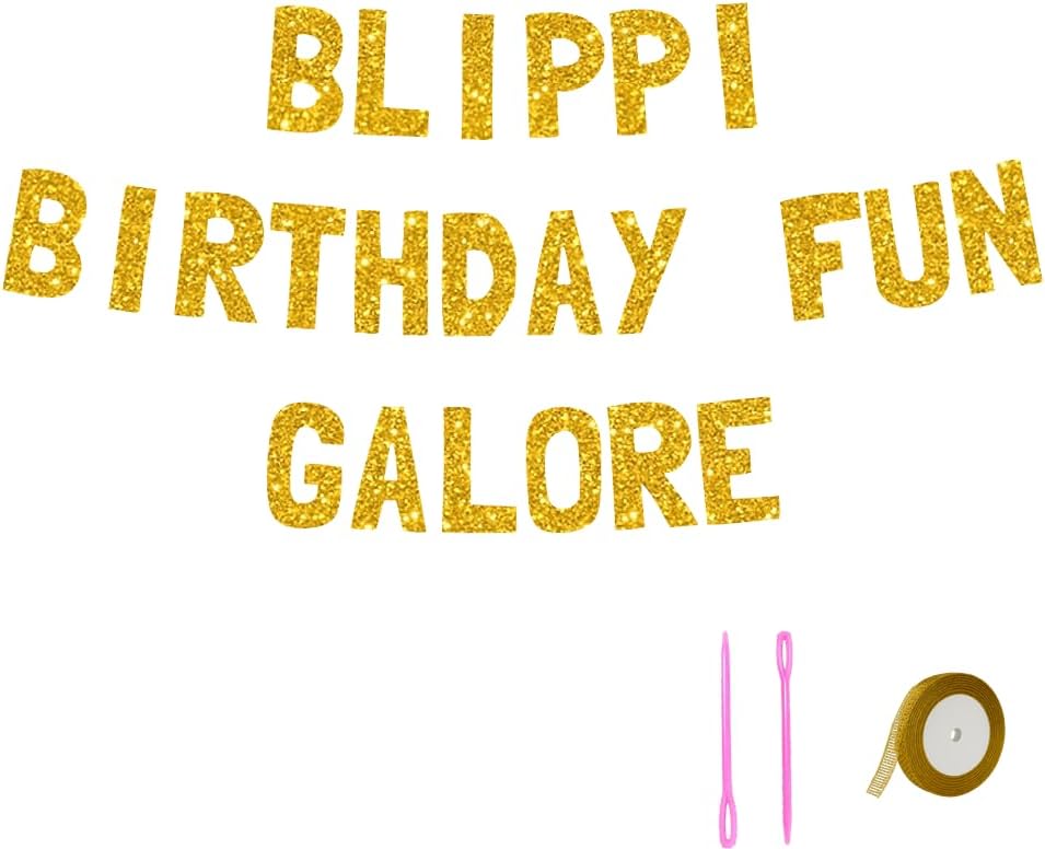 Meowoo Thrillin Birthday Fun Banner with Glittery Gold Letters