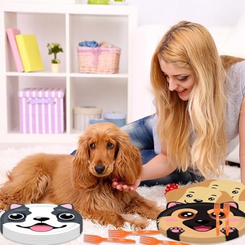 96Pcs Dog Birthday Party Supplies Tableware Set
