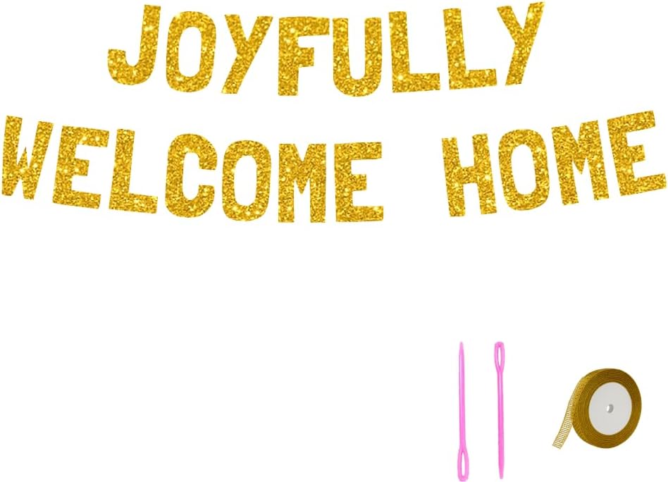 Meowoo Welcome Home Gold Glitter Banner