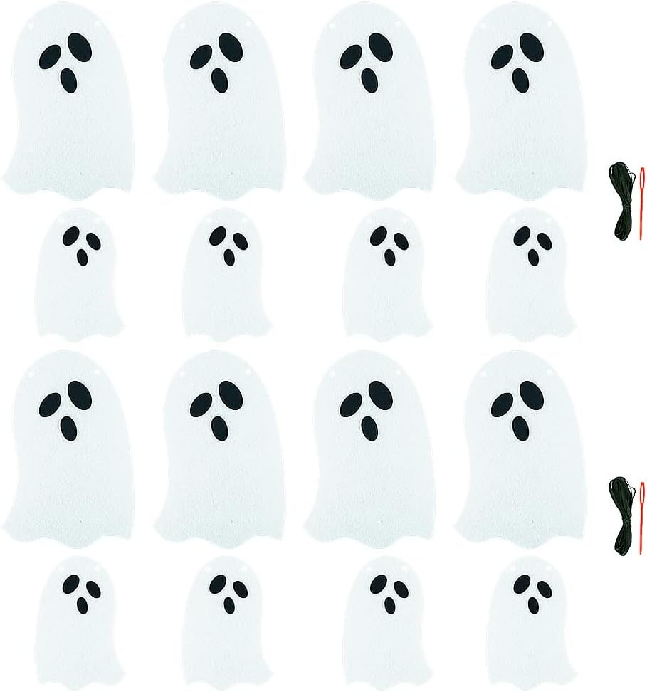 2 Pack White Felt Ghost Garland Halloween Decor