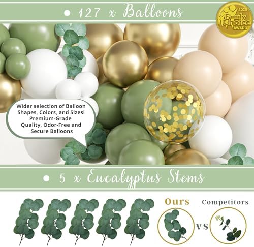 RainMeadow 258 PC Sage Green Baby Shower Decorations