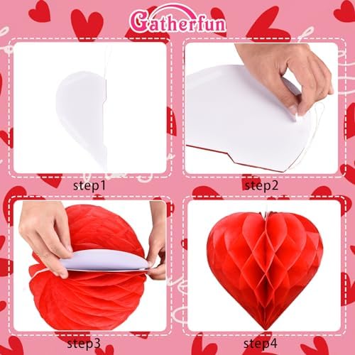 Valentines Day Tissue Pom Poms Decoration Set