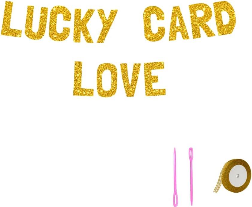 Meowoo Lucky Card Love Party Decoration Gold Glitter Banner