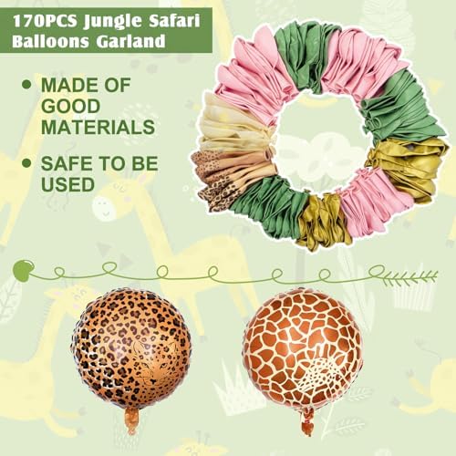 Amandir 170Pcs Jungle Safari Balloons Garland Kit