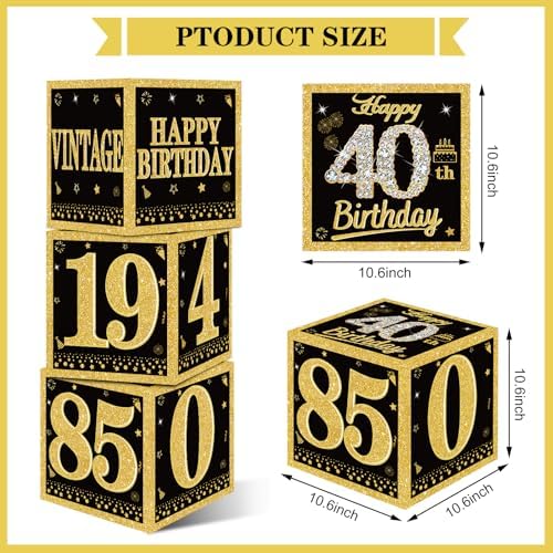 3pcs Happy 40th Birthday Decor Boxes