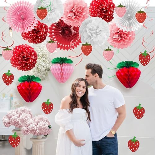 Lasocy Strawberry Party Decor Set for Girls