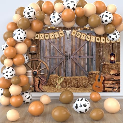 Cowboy Birthday Party Decorations 65Pcs Balloons 1Pcs Backdrop