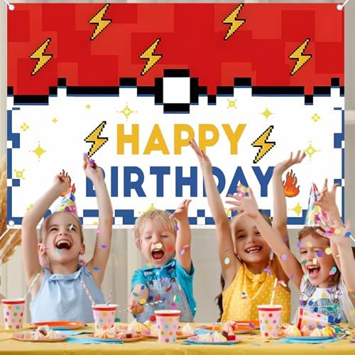 Yellow Lightning 5x3ft Birthday Backdrop for Party Decorations