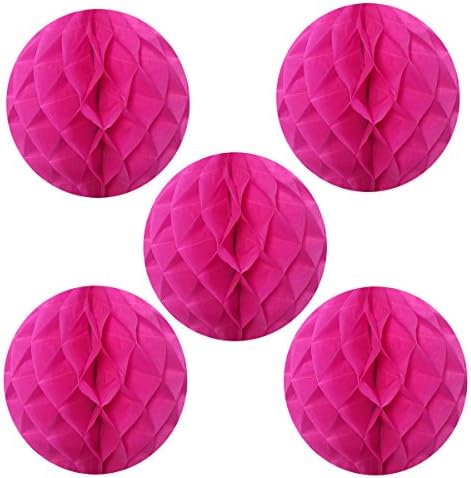 Wrapables 6 Inch Tissue Honeycomb Balls Hot Pink Set of 5