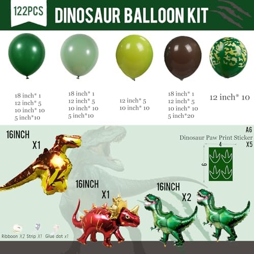 Dinosaur Balloon Arch Garland Kit 117 Pcs