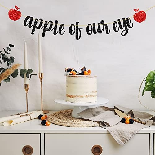 WeBenison Shiny Black Glitter Apple Banner