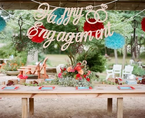 Pre-Strung Happy Engagement Banner - Rose Gold Glitter