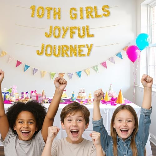 Meowoo 10th Birthday Gold Glitter Banner