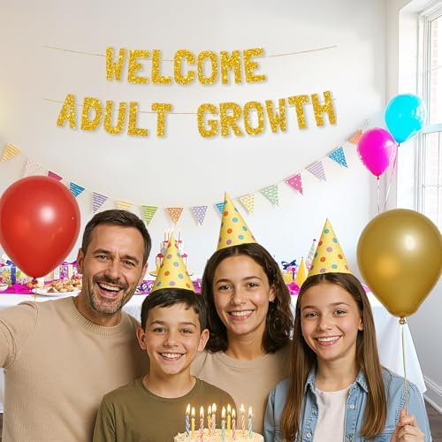 Meowoo Gold Glitter Celebration Banner for Adult Growth