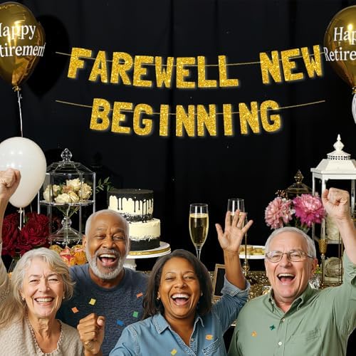 Meowoo Farewell Celebration Banner with Gold Glitter and Bold Letters