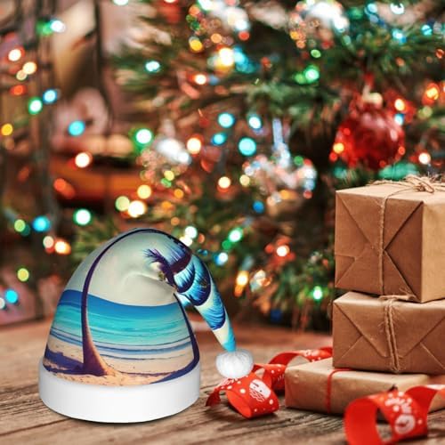 QINZHENG Beach Palm Trees Santa Hat Christmas Gift for Women