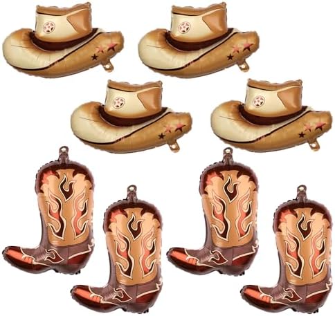 8pcs Western Themed Party Balloons - Cowgirl Hat Boot Decor