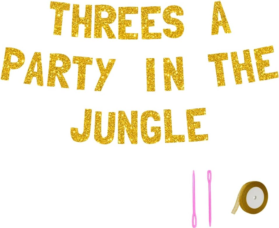 Meowoo Fun Jungle Vibes Birthday Decor Giant Gold Banner