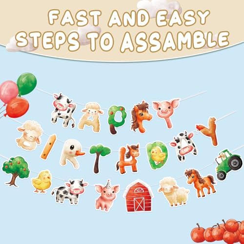 WERNNSAI Farm Birthday Banner with Tractor Bunting Garland