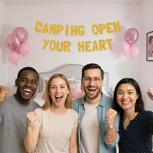 Meowoo Happy Camping Decor Gold Banner