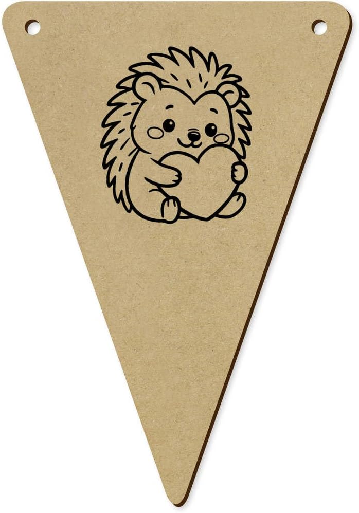 5 Pack Hedgehog Heart Wooden Bunting Flags BN00090728