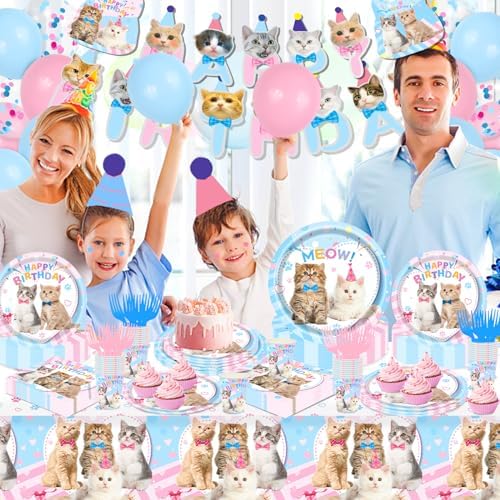 Cat Birthday Decorations 146Pcs Party Supplies Set