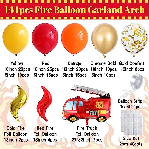 Fire Balloon Garland Arch Kit 144pcs Fire Themed Decor