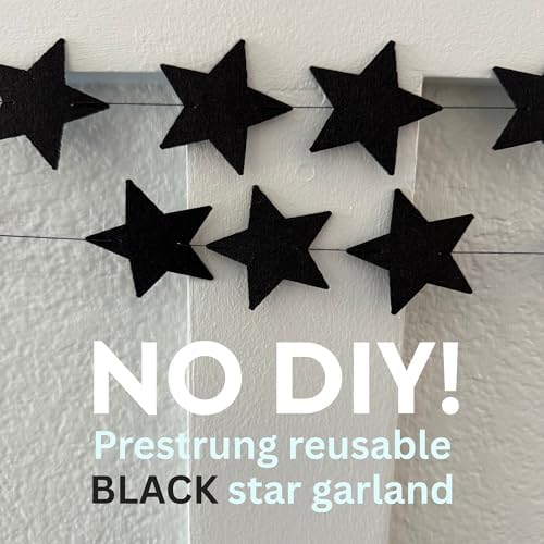 Black Felt Star Garland 2 Banners 12 Feet Prestrung