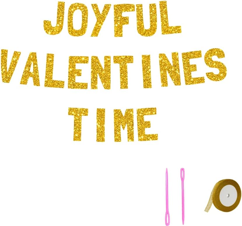 Meowoo Fun Valentines Day Decorations Sparkle Gold Banner